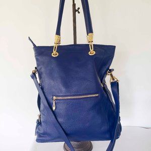 Kristen Bell Blue Pebbled Leather Tote